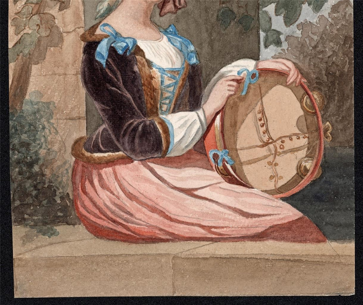 Classical Continental Portrait Of A Lady - Watercolour Painting - 19th Century4