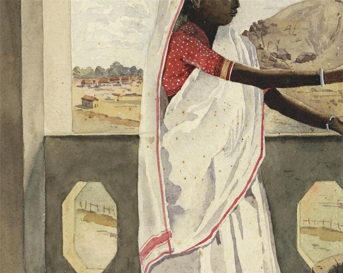 A Female Rice Grinder India 1888 - Watercolour Painting - Arthur Herbert Hussey5