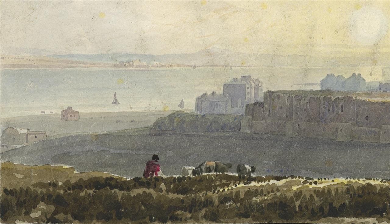 Castle In Landscape - Watercolour Painting - 19th Century2