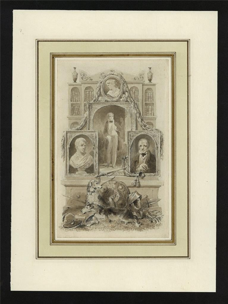 After Henry Corbould - Walter Scott Memorial - Watercolour Painting 19th Century1