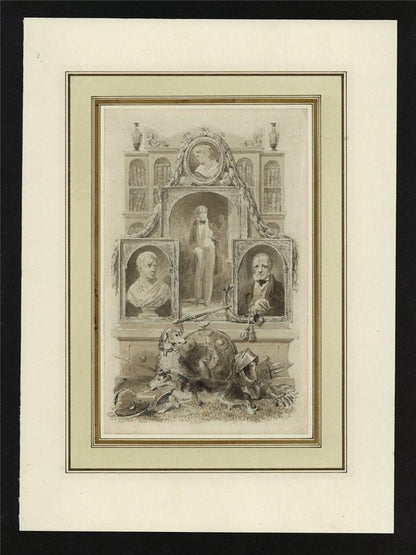 After Henry Corbould - Walter Scott Memorial - Watercolour Painting 19th Century1