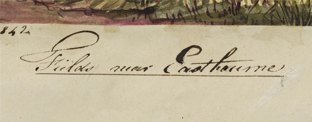 Mary Webster (1794-1883) Watercolour Painting - Fields Near Eastbourne 18424