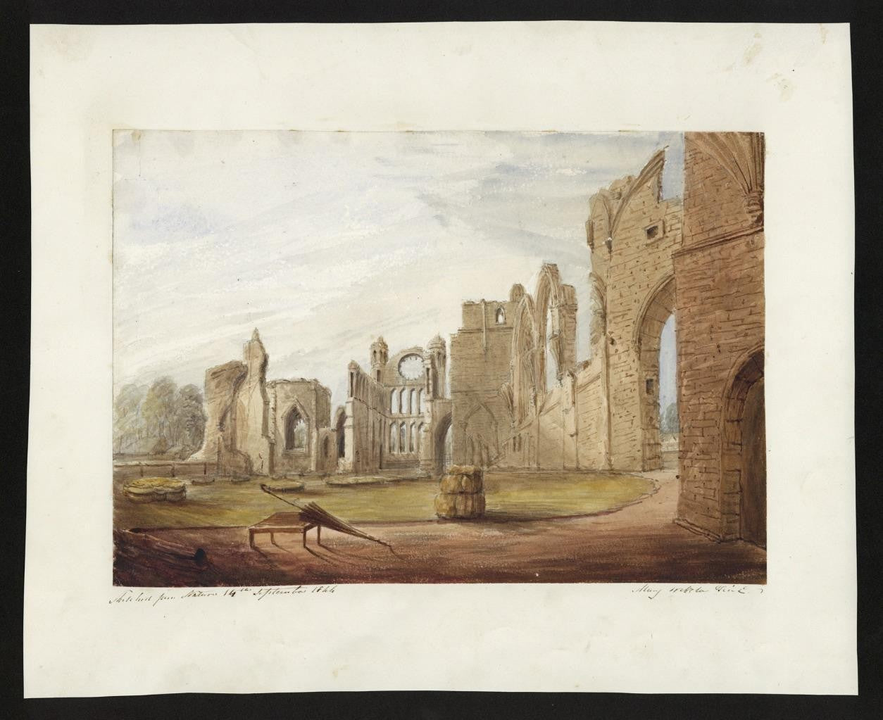 Mary Webster (1794-1883) - Watercolour Painting - Elgin Cathedral Scotland 18441