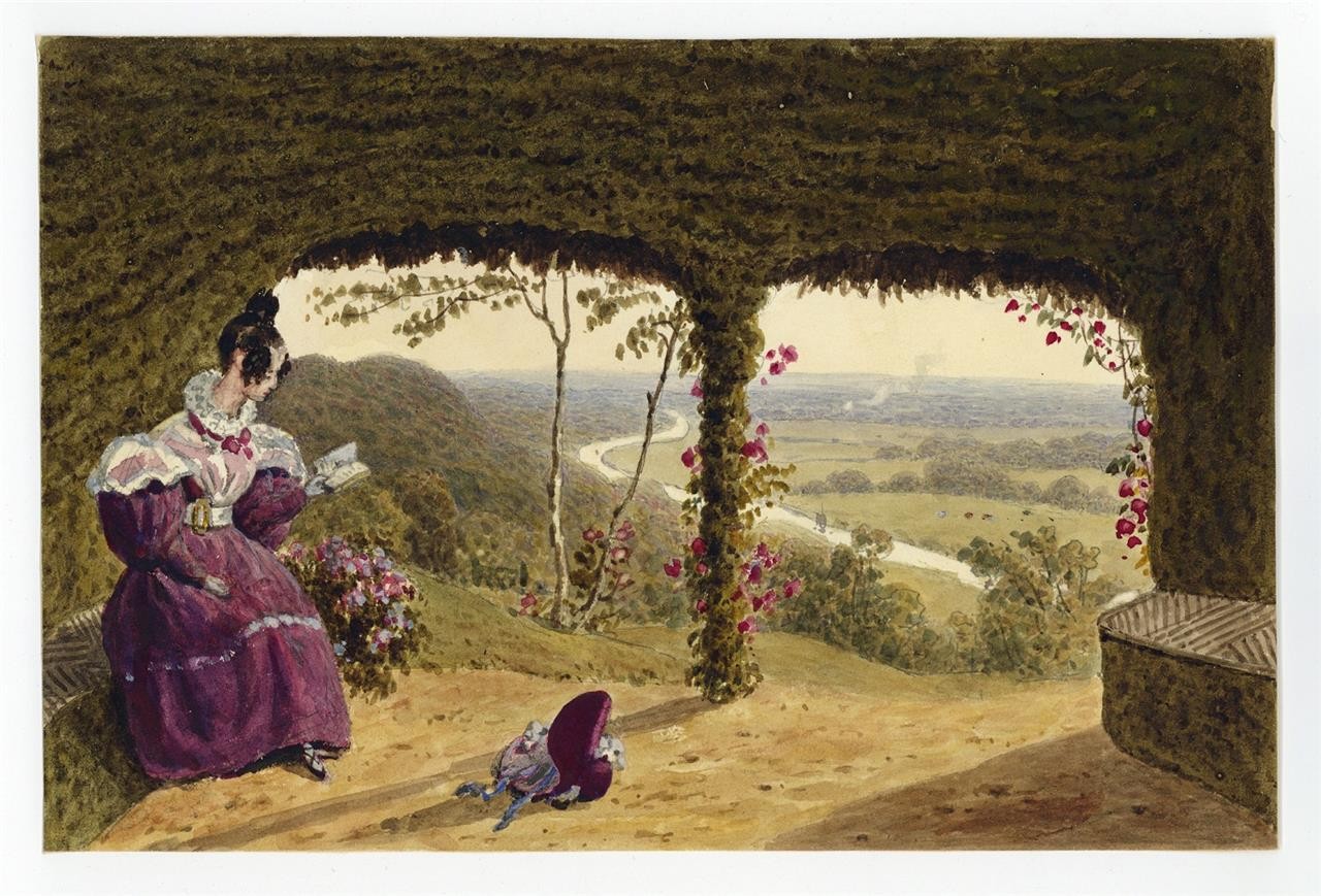 Cliveden Grounds Buckinghamshire - Antique Watercolour Painting - 19th Century1