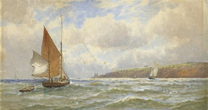 George Stanfield Walters (1838-1924) Watercolour Painting Boats Off Coast3