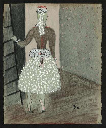 Phyllis Chilton Osborne Mixed Media Drawing Ballerina Ballet Dancer 19381