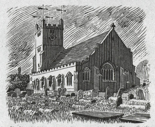 Simon Brett (1943-2024) Small Pencil Signed Wood Engraving St Mary's Church 19780