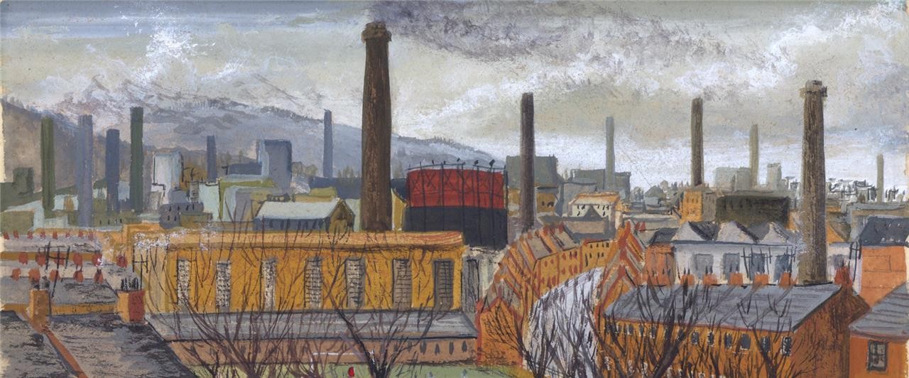 Football Match In The Park 1976  Gouache Painting  John Bullock  Northern Art4