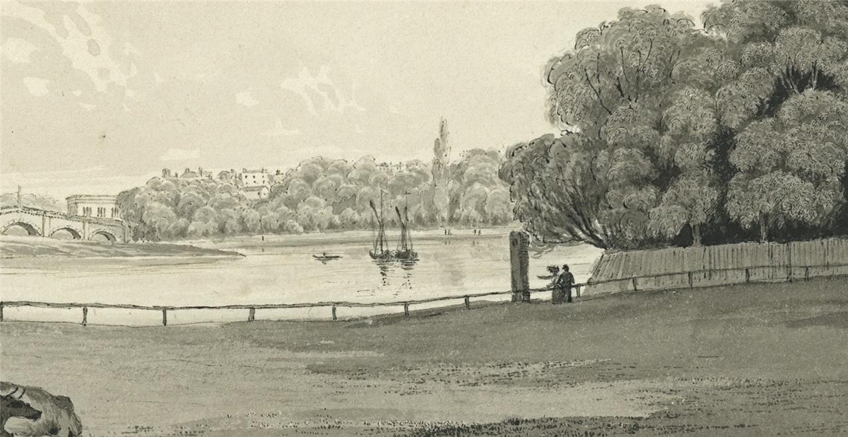 James Wilcox (1778-1865) Watercolour Painting - Richmond Bridge London 18397