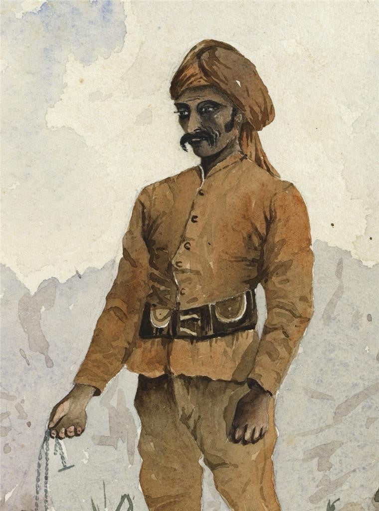 Man With Tiger Cubs India 1889 - Watercolour Painting - Arthur Herbert Hussey2
