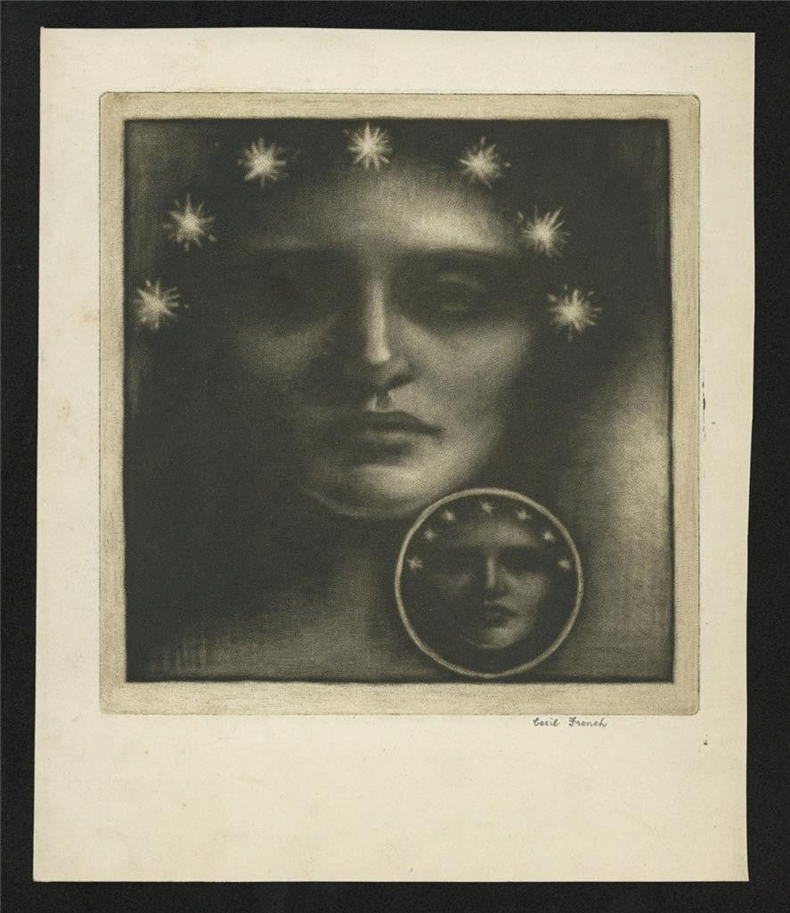 Cecil French (1879-1953) Pencil Signed Mezzotint - Two Worlds1