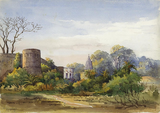Saktisghar - Saktesgarh India 1904 Watercolour Painting Arthur Herbert Hussey0