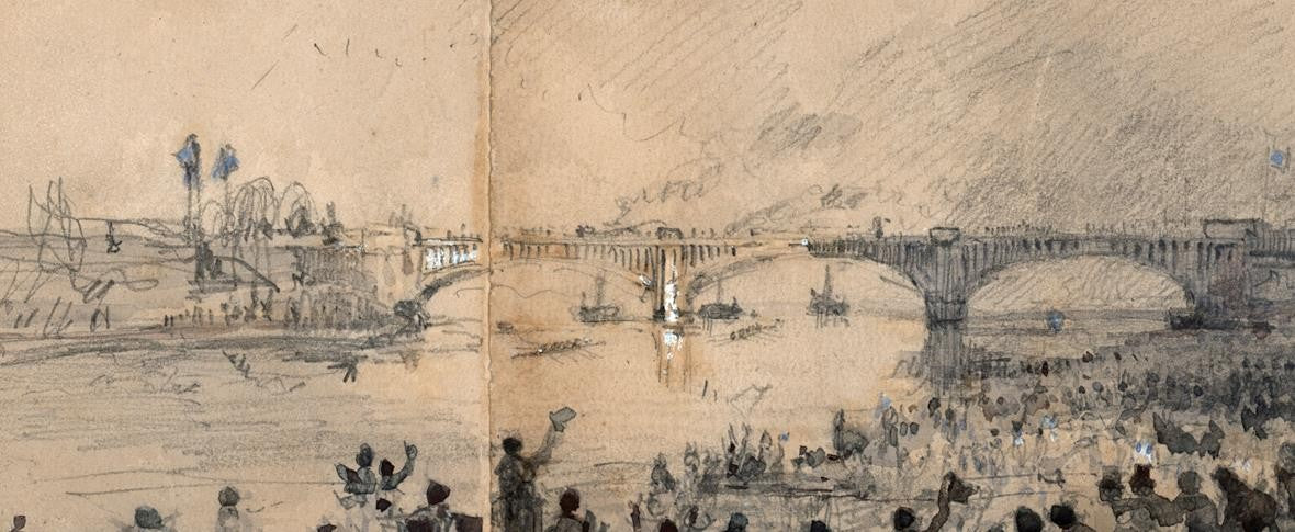 The Boat Race Oxford & Cambridge - Watercolour Painting 1877 River Thames London8
