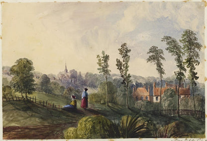 Mary Webster (1794-1883) Watercolour Painting - Distant View Harrow London c18410