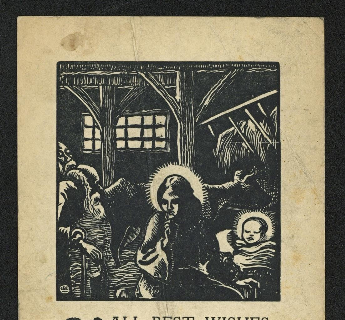 Lucien Pissarro (1863-1944) Small Woodcut - 1927 - New Year5