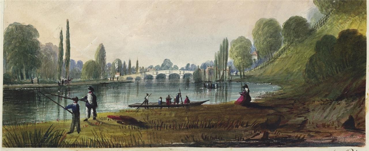 Mary Webster (1794-1883) Watercolour Painting Kingston Bridge London 18424