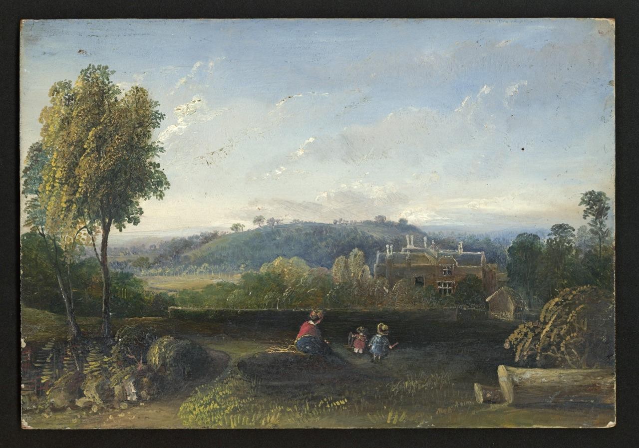 Mary Webster (1794-1883) Oil Painting - Figures In Rural Landscape 19th Century1