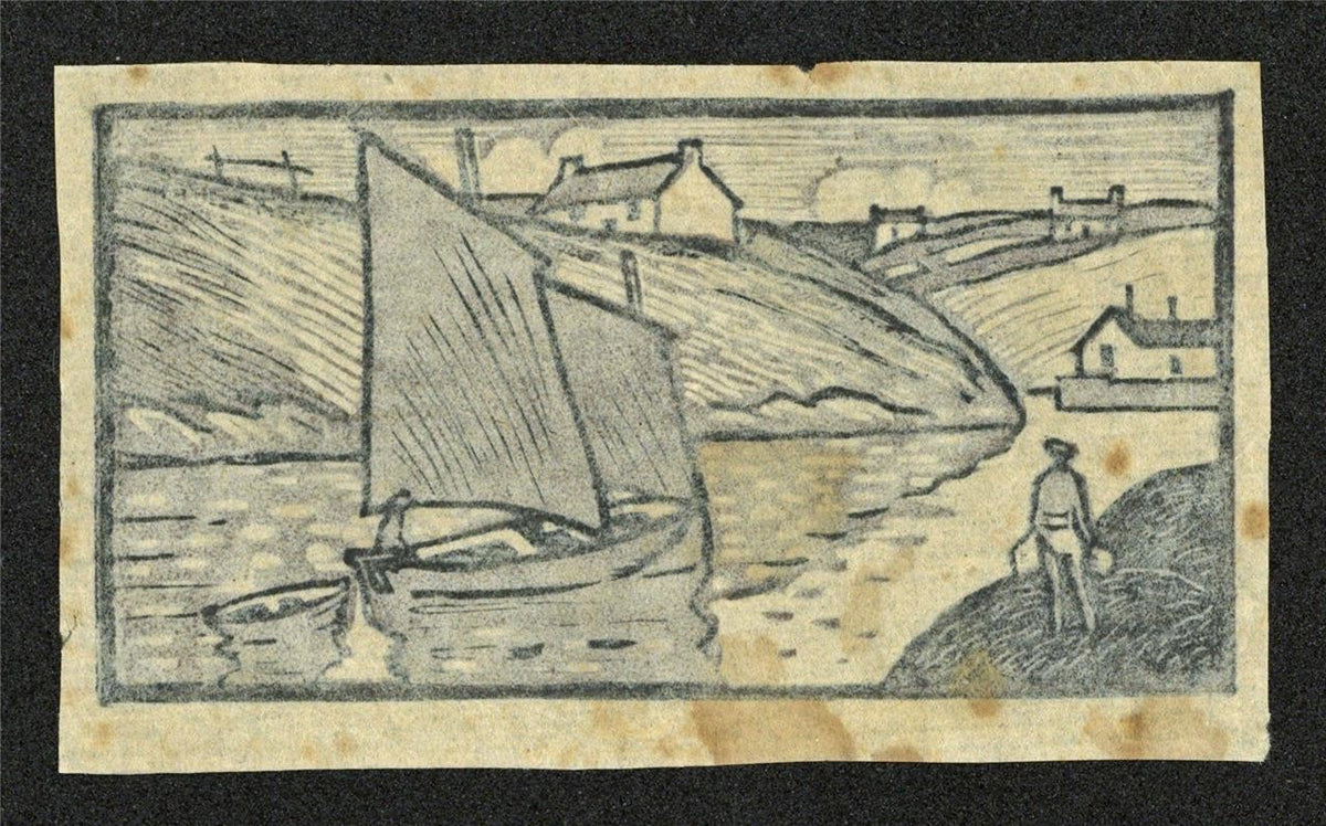 Ludovic-Rodo Pissarro (1878-1952) Miniature Signed Wood Engraving Coastal Scene3