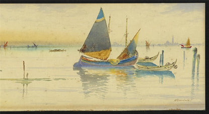 Evening On The Lagoon Venice Italy - Watercolour Painting - Signed Avondale5