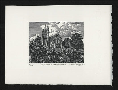 Howard Phipps Pencil Signed Wood Engraving St Michael's Coombe Bissett 19911