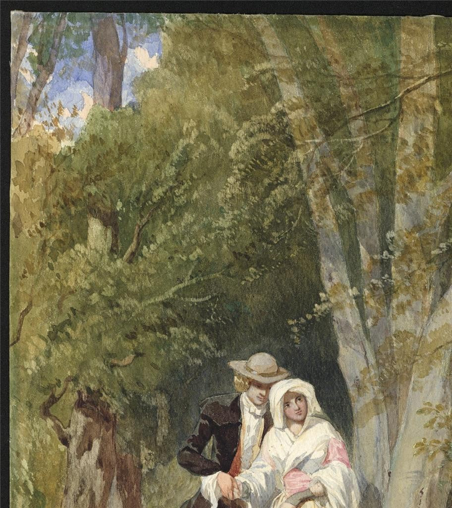 Auguste Francois Laby - Watercolour Painting - Lady & Gentleman With Dogs8