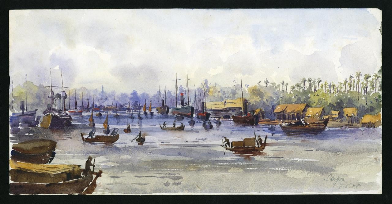 Arthur Herbert Hussey Watercolour Painting Saigon Ho Chi Minh City Vietnam 19082