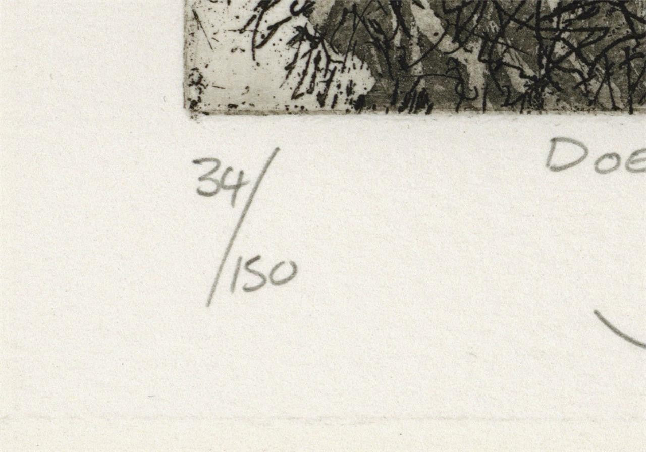 Julia Manning RE - Pencil Signed Etching - Doe Hare3