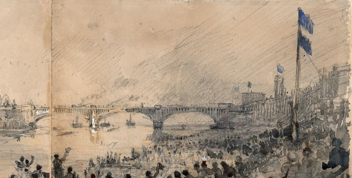 The Boat Race Oxford & Cambridge - Watercolour Painting 1877 River Thames London6