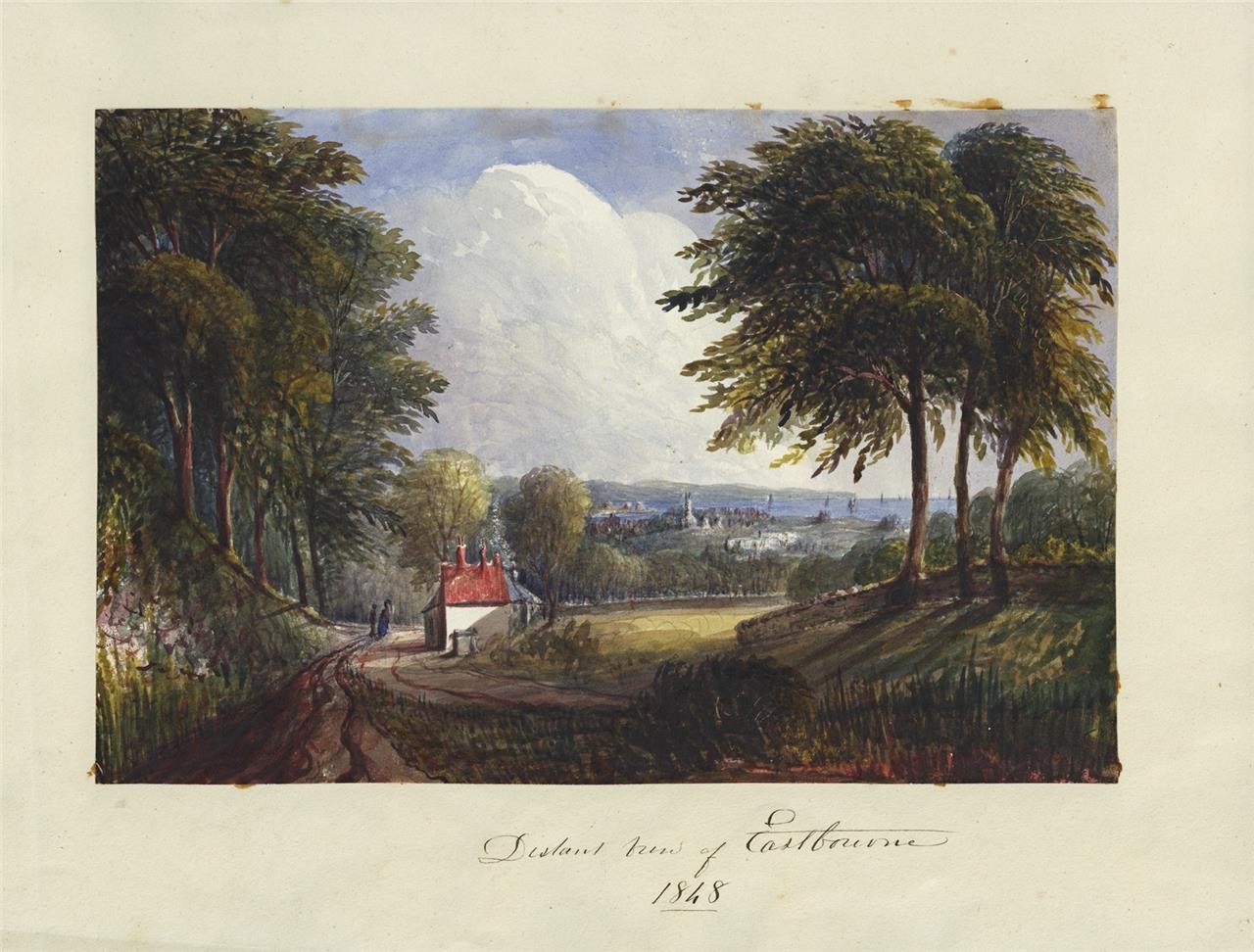 Mary Webster (1794-1883) Watercolour Painting - Distant View Of Eastbourne 18488