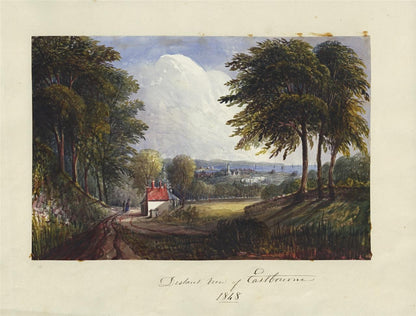 Mary Webster (1794-1883) Watercolour Painting - Distant View Of Eastbourne 18488