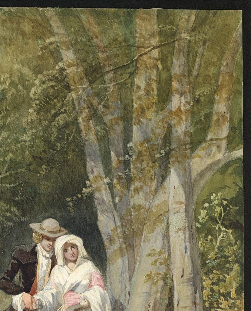 Auguste Francois Laby - Watercolour Painting - Lady & Gentleman With Dogs9