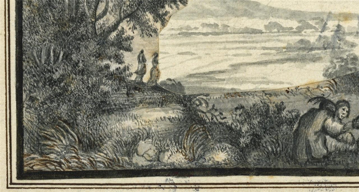 Figures In Landscape Small Watercolour Painting - Late 18th / Early 19th Century3