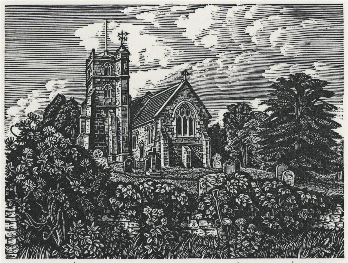 Howard Phipps Pencil Signed Wood Engraving St Michael's Coombe Bissett 19910