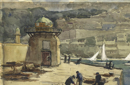 Sydney Smith (1912-1982) Watercolour Painting Smeatons Pier St Ives Cornwall4