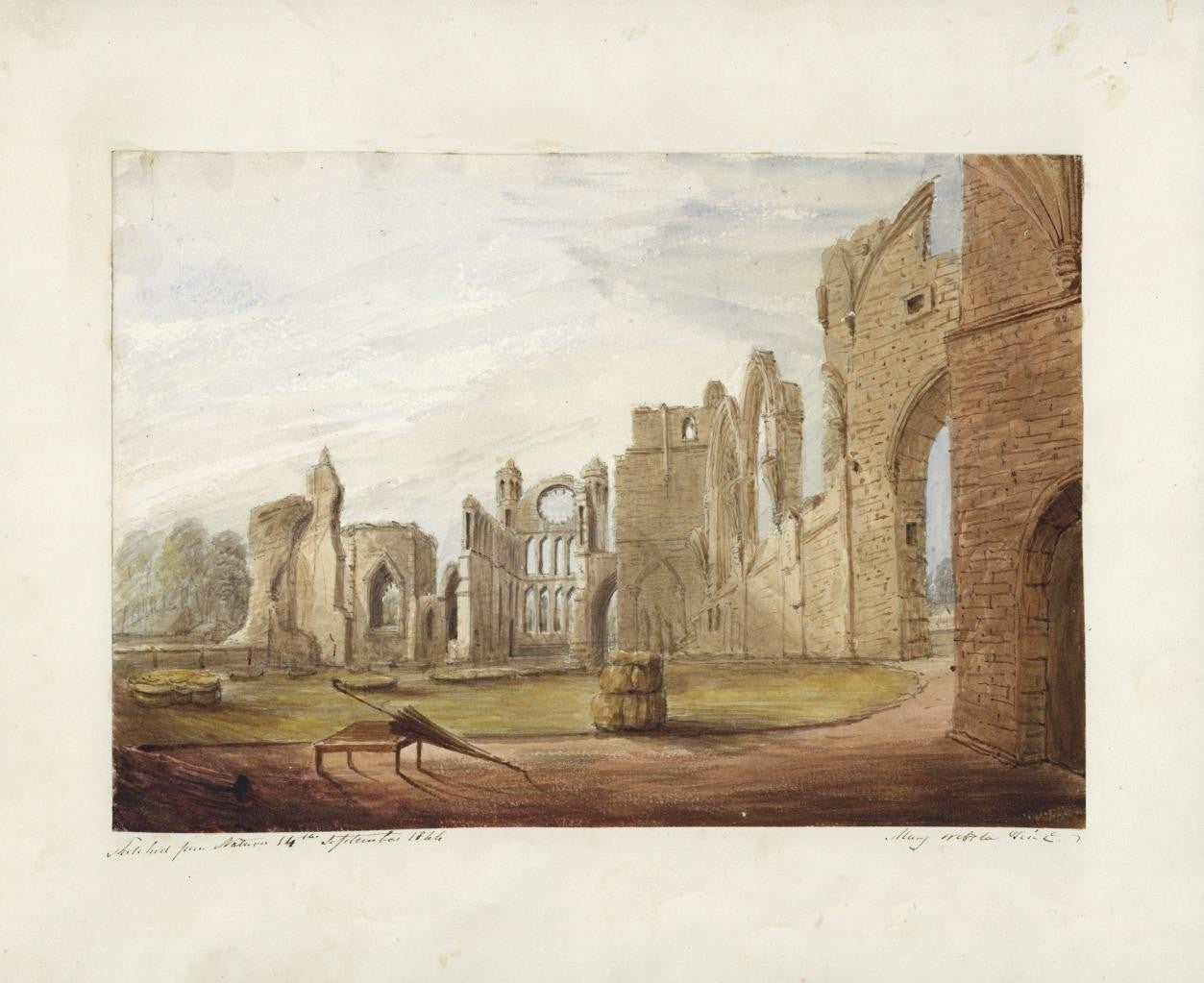 Mary Webster (1794-1883) - Watercolour Painting - Elgin Cathedral Scotland 18444