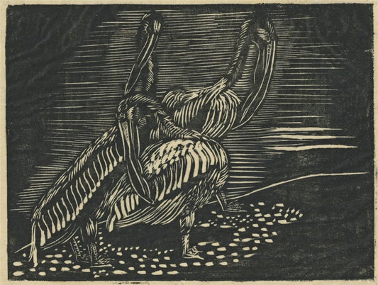 Phyllis Chilton Osborne - Pencil Signed Wood Engraving - Pelicans - 19300