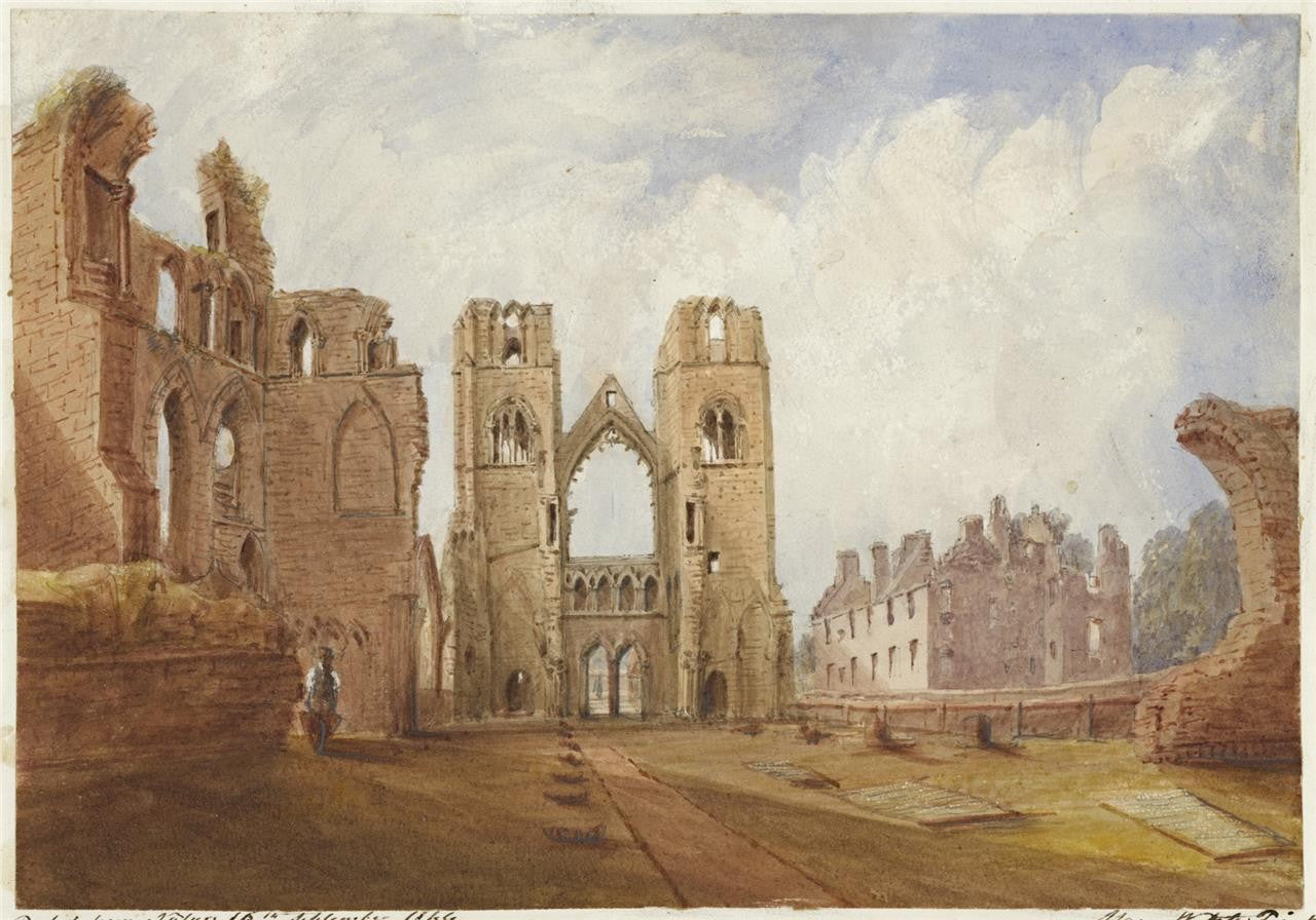 Mary Webster (1794-1883) Watercolour Painting - Elgin Cathedral Scotland 18440