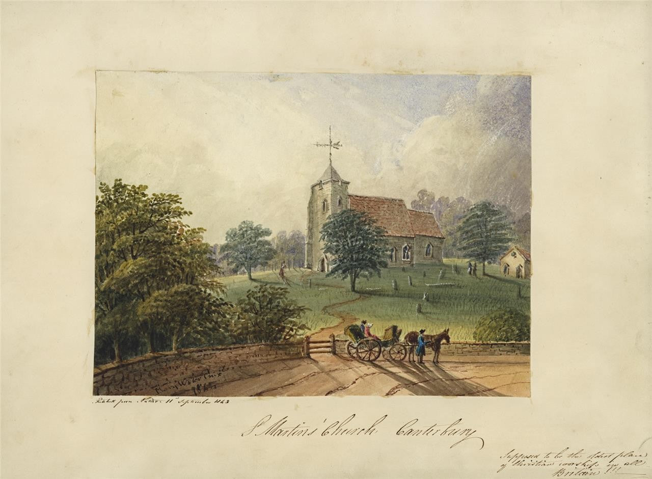 Mary Webster (1794-1883) Watercolour Painting St Martin's Church Canterbury 18438
