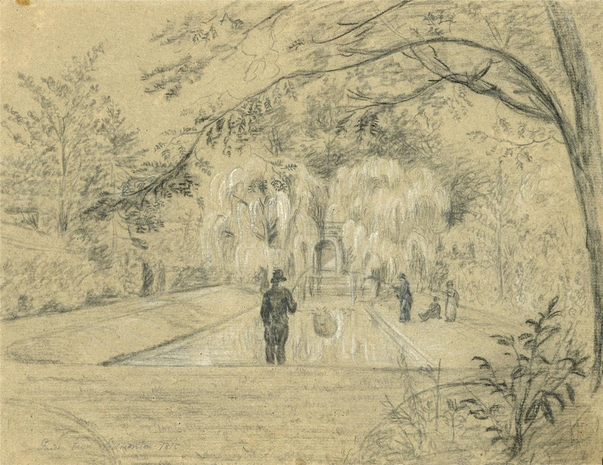 James Wilcox (1778-1865) Drawing - Garden Scene At Edmonton 1815 - 19th Century0