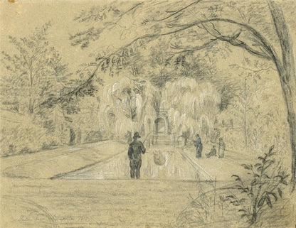 James Wilcox (1778-1865) Drawing - Garden Scene At Edmonton 1815 - 19th Century0