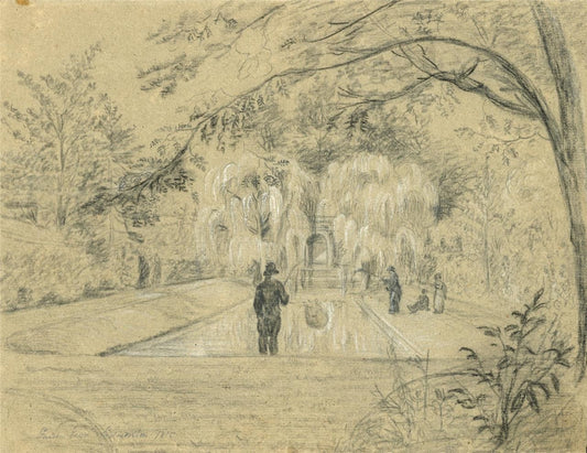 James Wilcox (1778-1865) Drawing - Garden Scene At Edmonton 1815 - 19th Century0