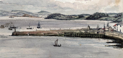 The Pier Burntisland Scotland 1856 - Antique Watercolour Painting - 19th Century4