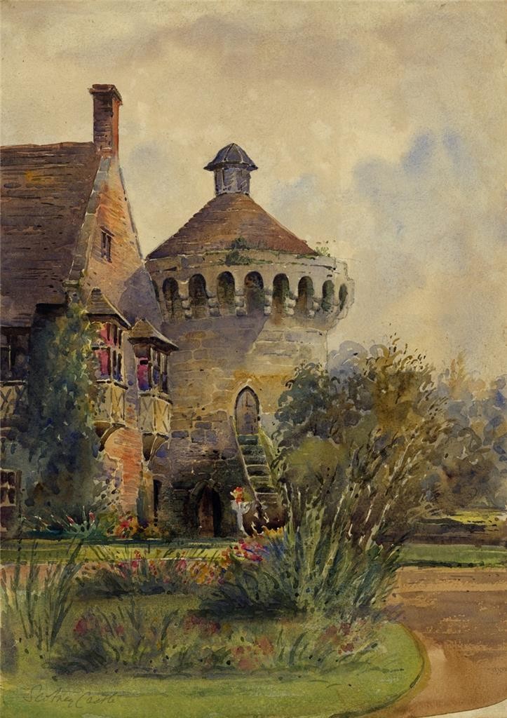 Arthur Herbert Hussey (1863-1923) Watercolour Painting - Scotney Castle, Kent0