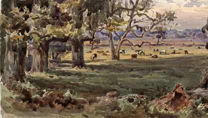 TREES IN LANDSCAPE HAM SURREY Victorian Watercolour Painting 18763