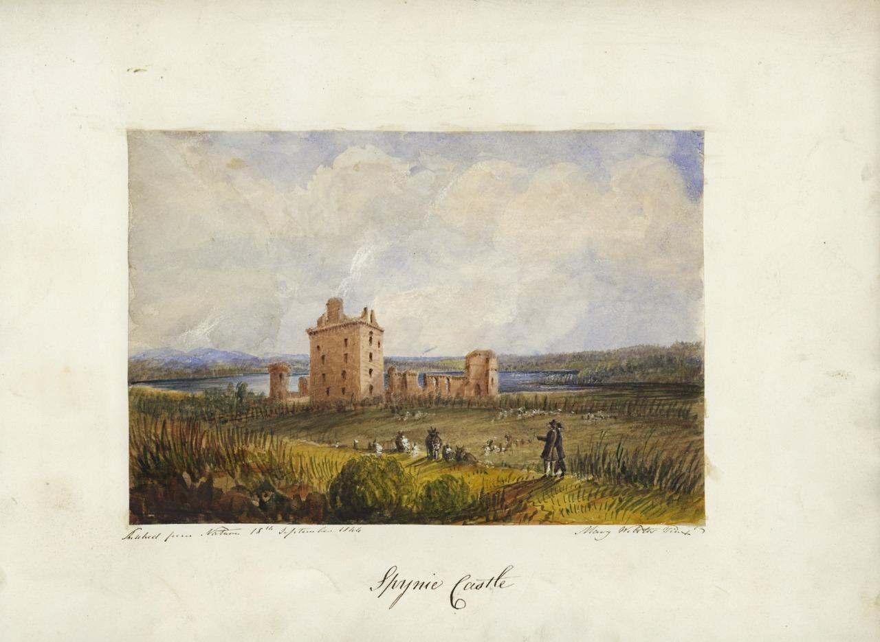 Mary Webster (1794-1883) Watercolour Painting Spynie Castle Moray Scotland 18449