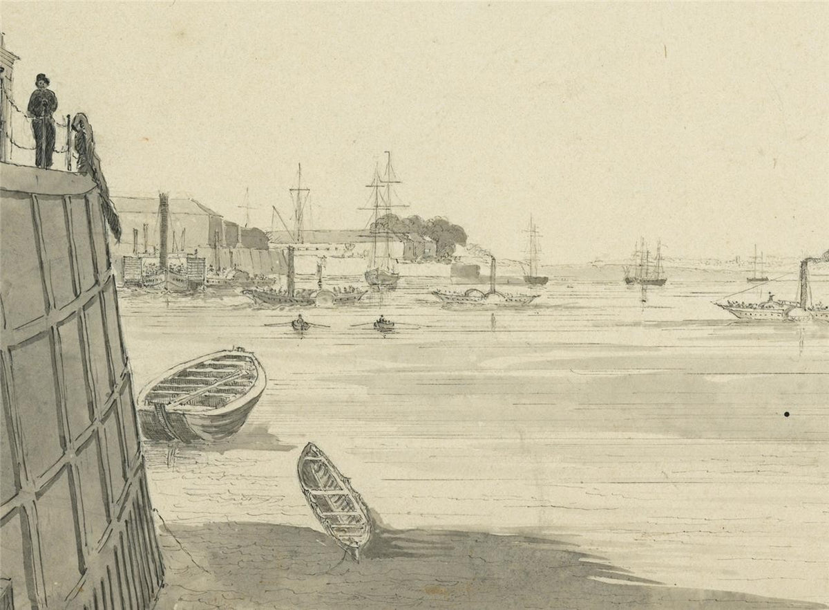 James Wilcox (1778-1865) Watercolour Painting - Blackwall London 1843 - Thames6