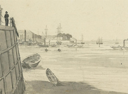 James Wilcox (1778-1865) Watercolour Painting - Blackwall London 1843 - Thames6