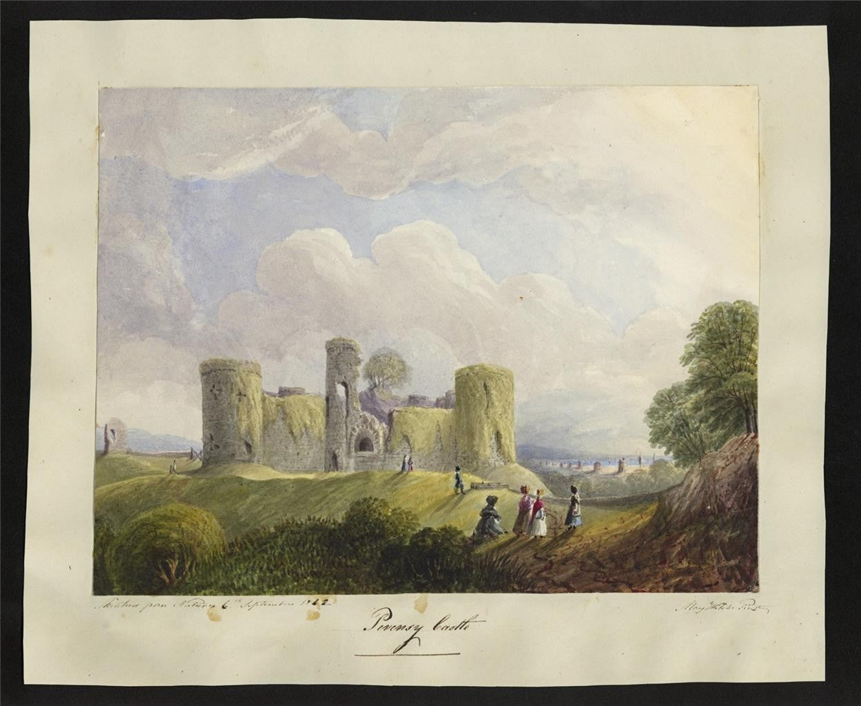 Mary Webster (1794-1883) - Watercolour Painting - Pevensey Castle Sussex 18421