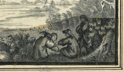 Figures In Landscape Small Watercolour Painting - Late 18th / Early 19th Century2