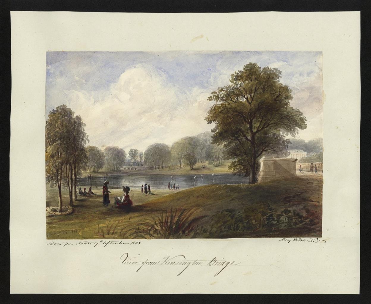 Mary Webster Watercolour Painting View From Kensington Bridge London 18381